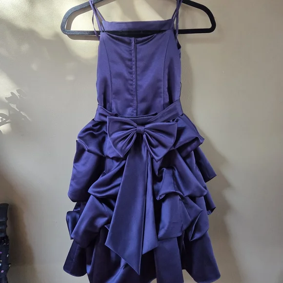 David's Bridal Satin Purple Size 5 Childrens Dress - Picture 2 of 7